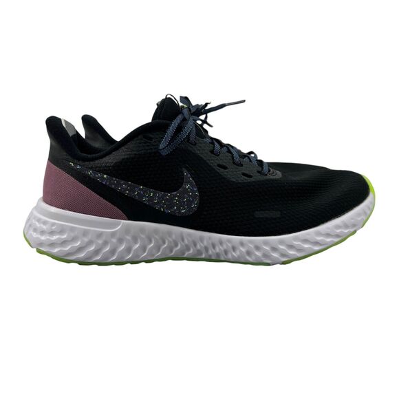 Nike Womens 9 Running Shoes Black Revolution 5 SE Lace Up Gym Workout CD0303-001 - Picture 1 of 13